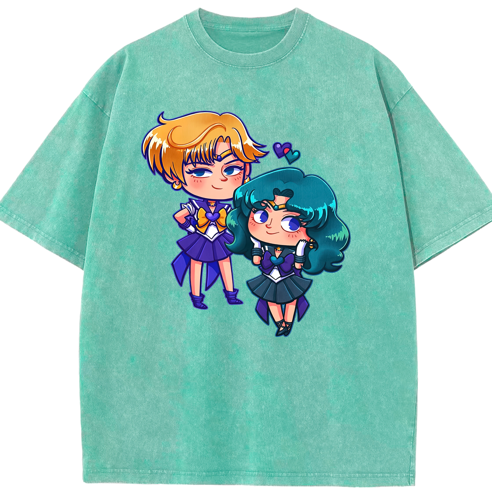 （画像用） 美少女戦士セーラームーン 天王はるか Sailor Moon Tenoh Haruka 綿100% ヴィンテージ風 半袖Tシャツ（フロントプリント）